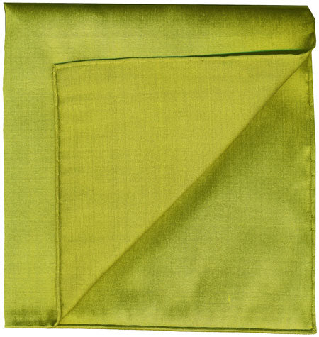 {[en]:Young Leaf Green Shot Thai Silk Pocket Square