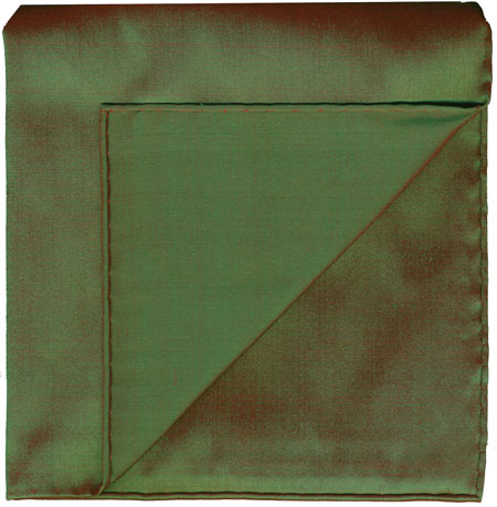 {[en]:Greenish Red Shot Thai Silk Pocket Square