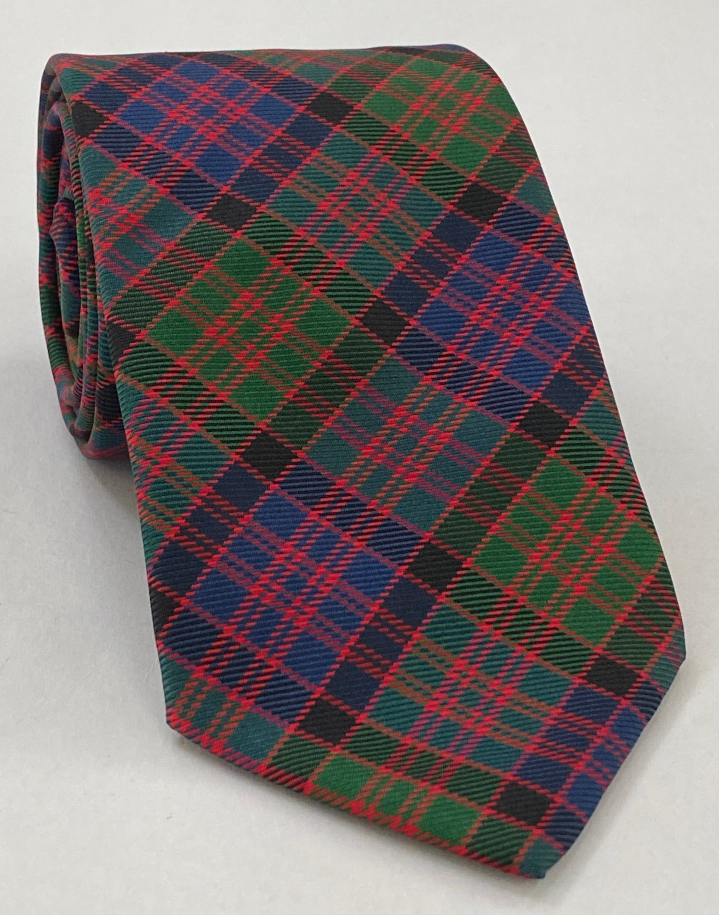 MacDonald of Clanranald Tartan Silk Tie TAT-11 Navy Blue, Red, Black & Forest Green