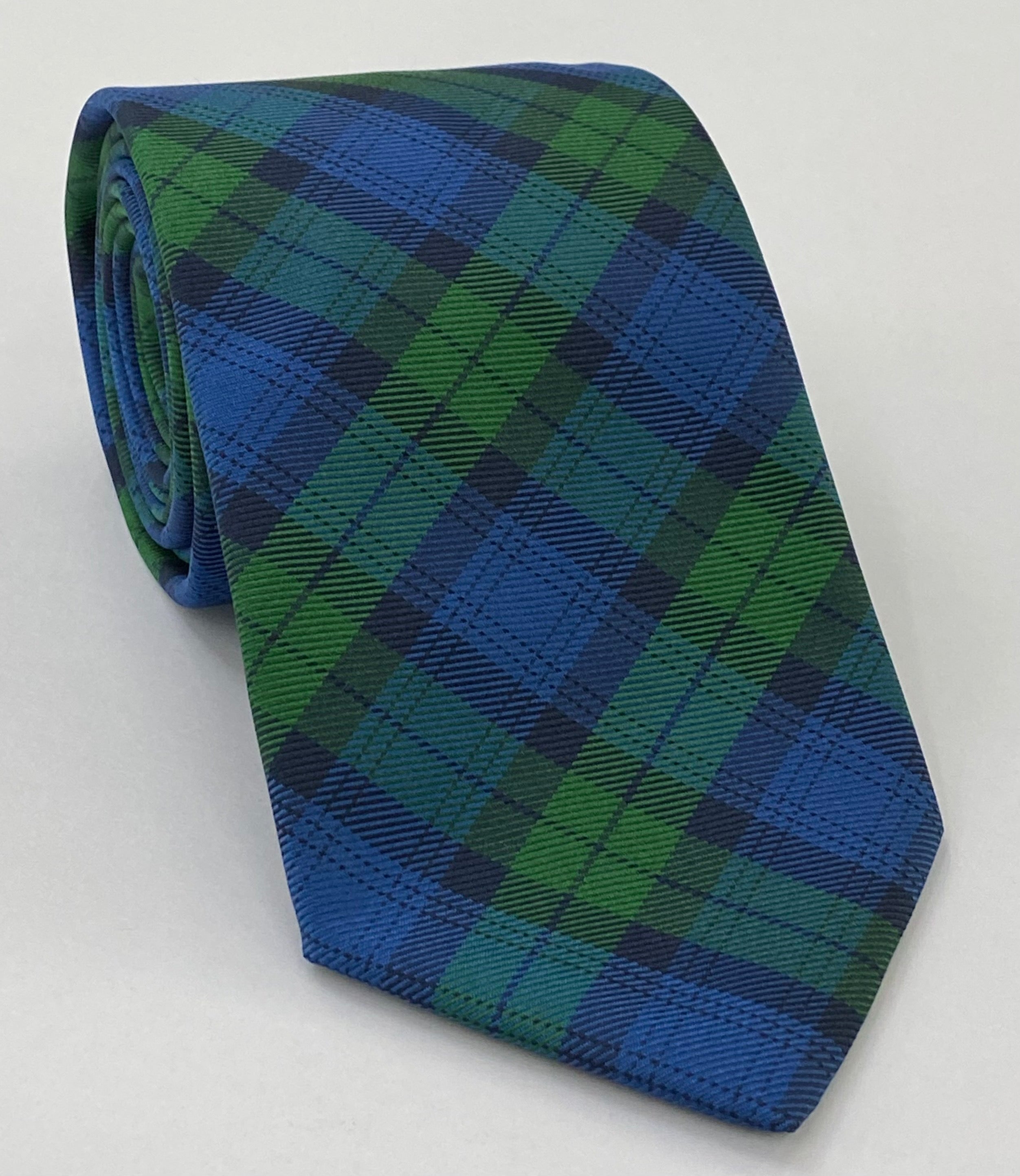 The Black Watch Tartan Silk Tie TAT-14 Blue, Black & Bottle Green