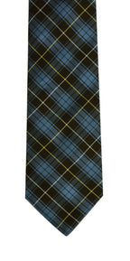 Bruce of Scotland Tartan Silk Tie TAT-5  Sky Blue, White & Light Yellow on Dark Chocolate