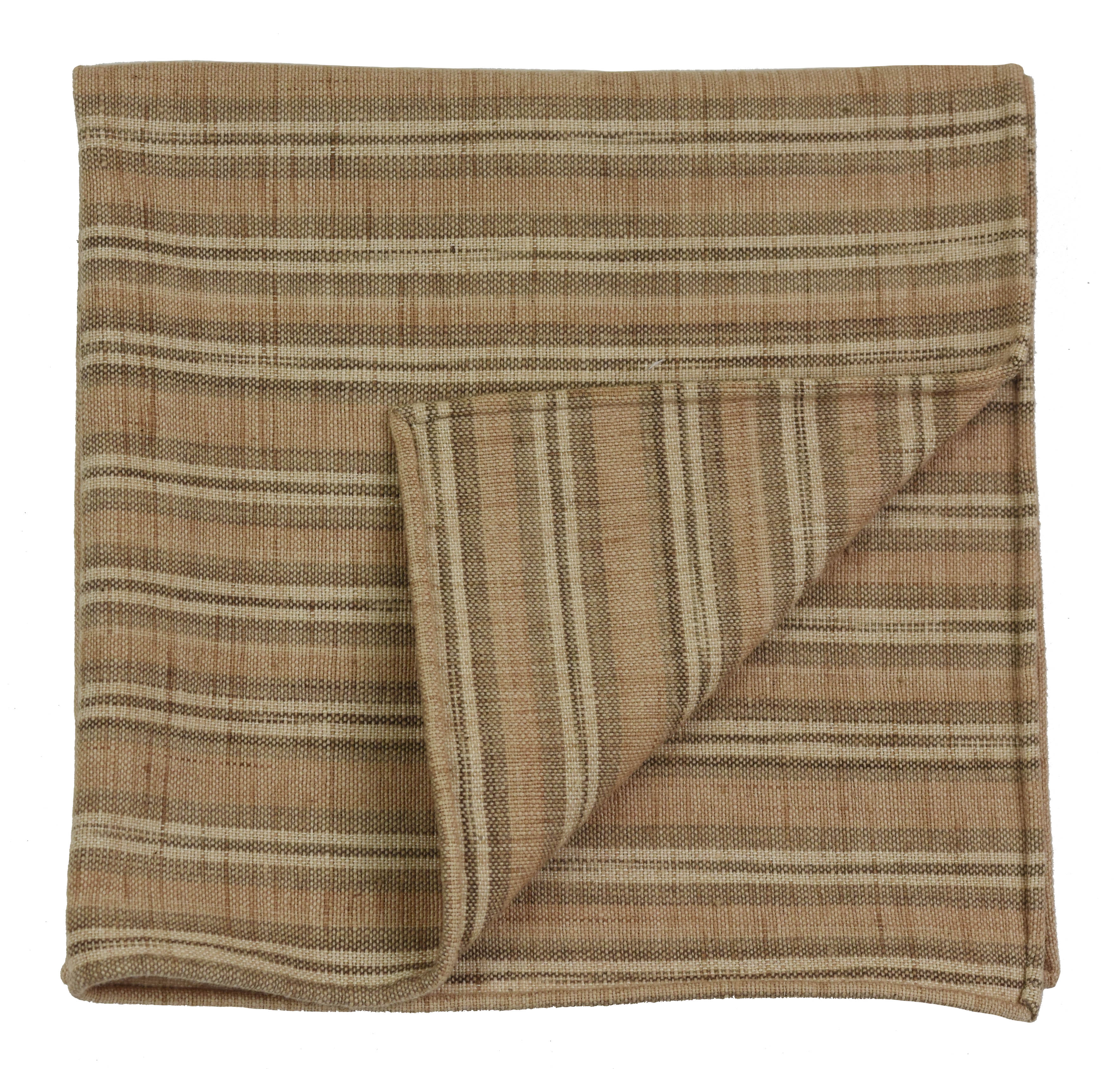 {[en]:Off-White, Cream, Sand & Brown Doi Tao Thai Cotton Pocket Square