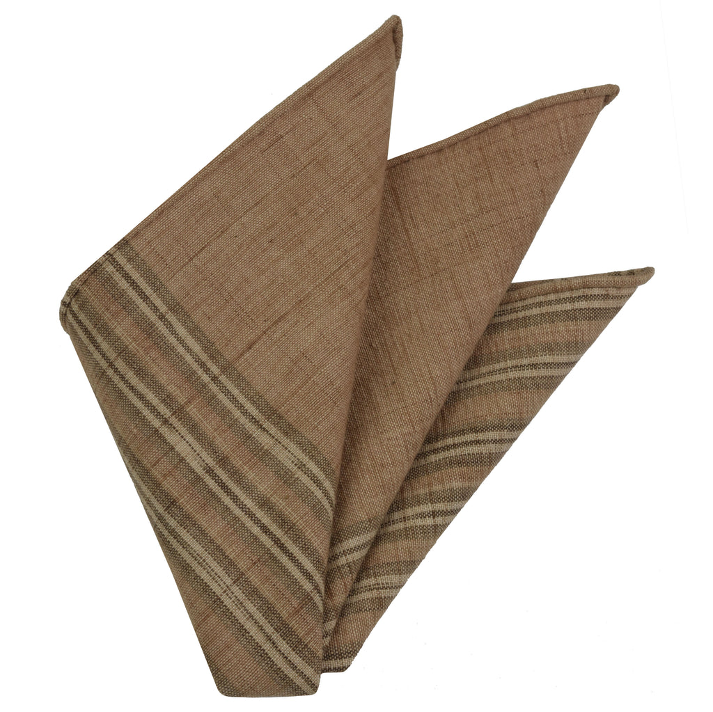{[en]:Off-White, Cream, Sand & Brown Doi Tao Thai Cotton Pocket Square
