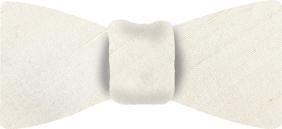 {[en]:Natural White Large Slubs Rough Thai Silk Bow Tie