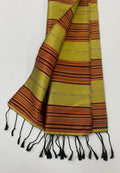 Maroon, Orange On Light Yellow Sangdao Thai Silk Shawl 7 THSSDSH7