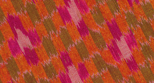 フクシア、オレンジ、イエローゴールド＆ホワイトムドミーシルクポケットチーフ #49