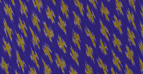 Yellow & White on Royal Blue Mudmee Silk Pocket Square #52