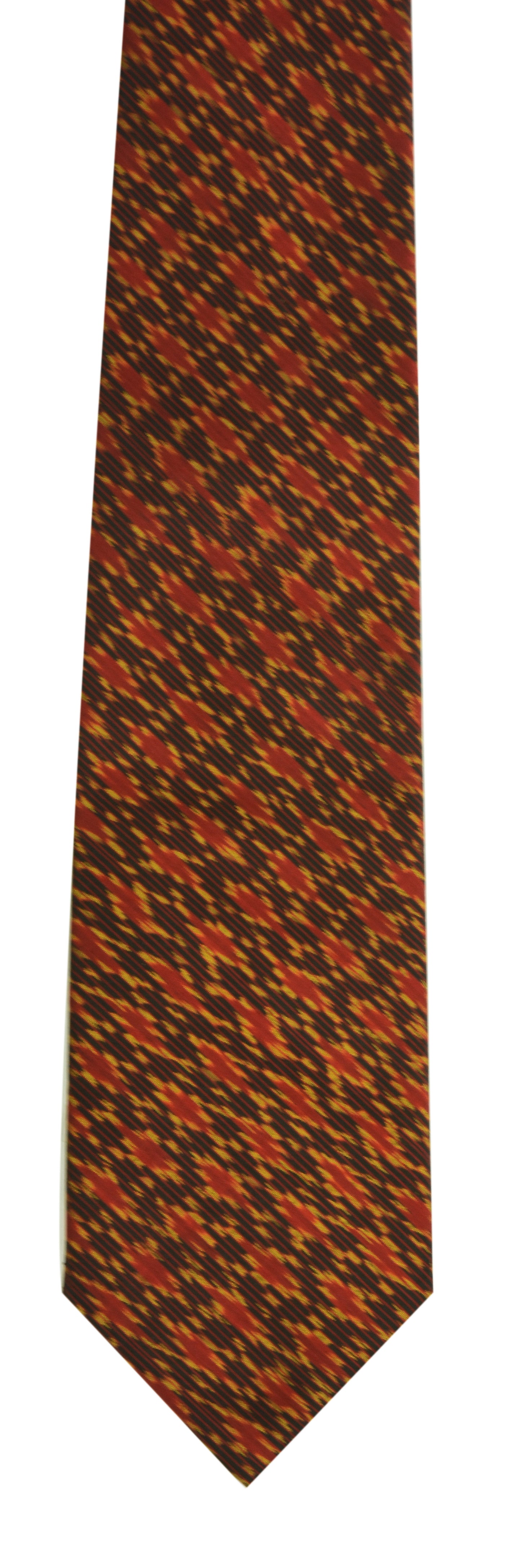 {[en]:Red & Yellow Gold on Bitter Chocolate Mudmee Silk Tie