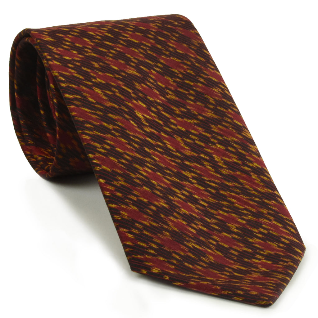 [Red & Yellow Gold on Bitter Chocolate Mudmee Silk Tie MUT-8]