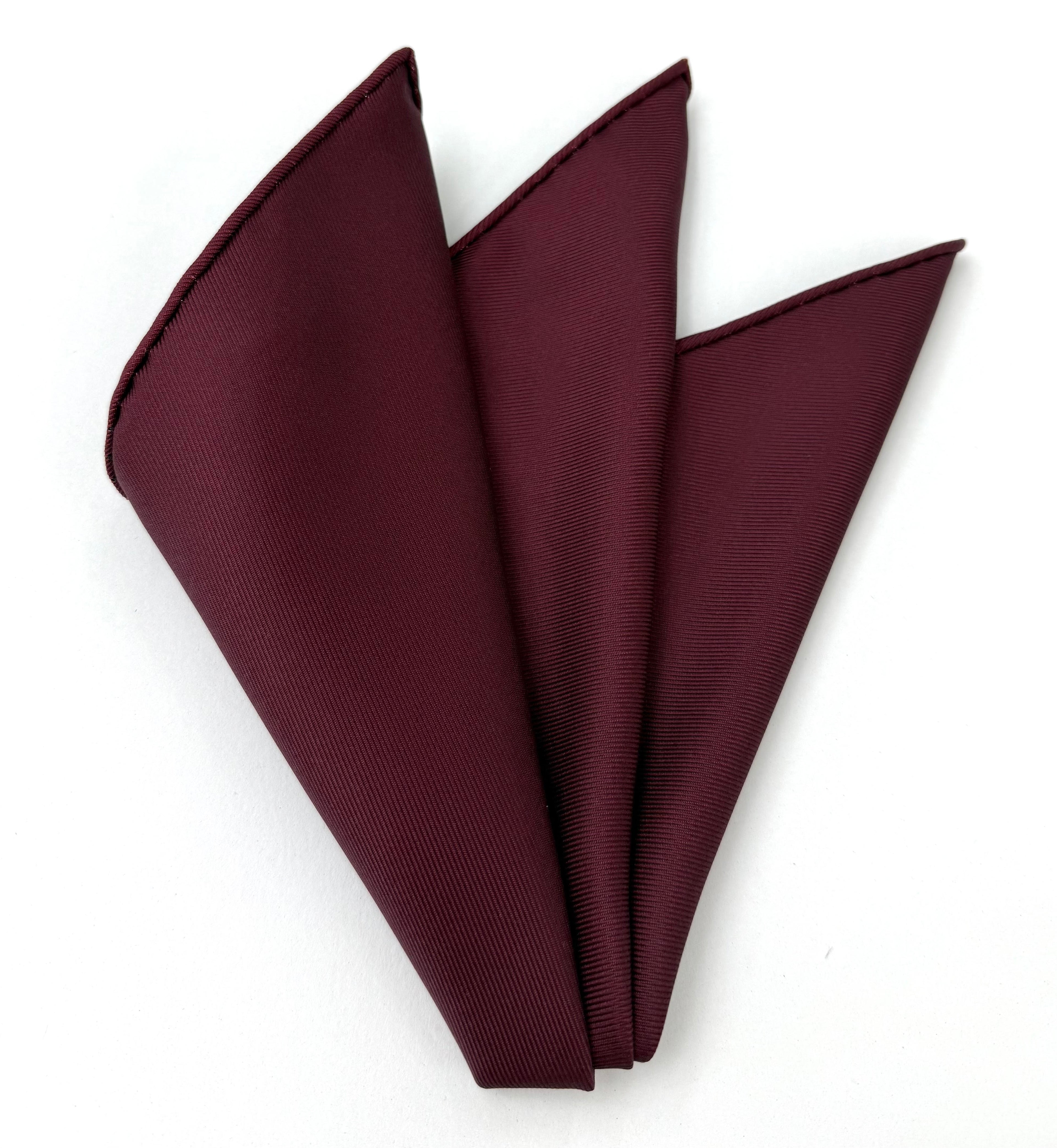 バーガンディーツイルマッダーソリッドシルクポケットチーフ TMSOP-3