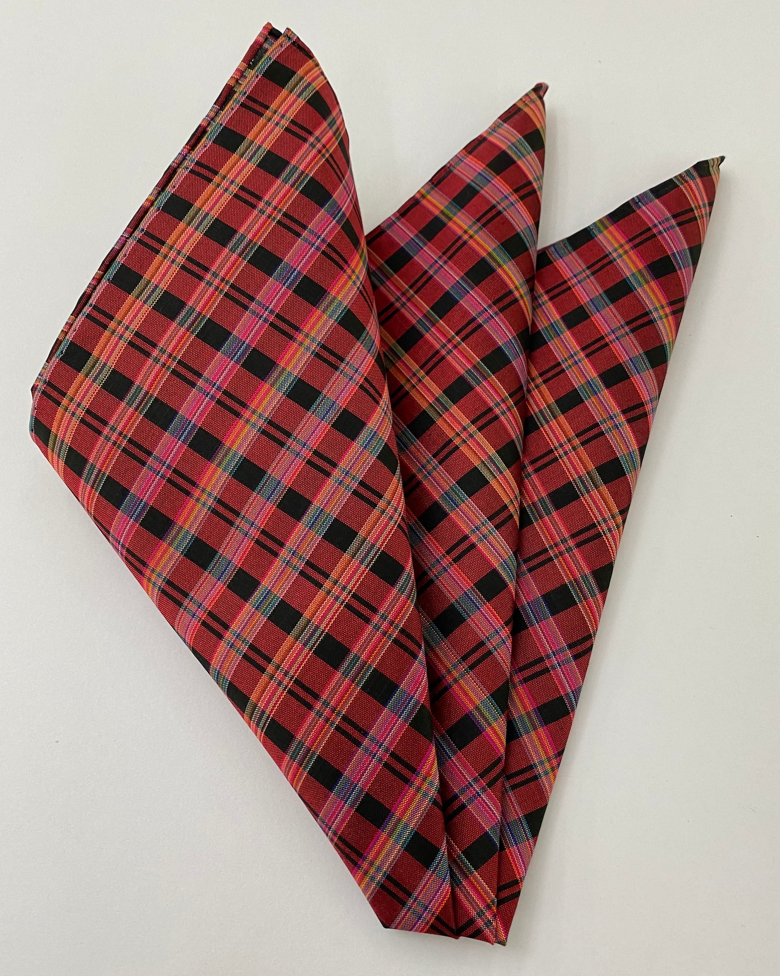 Thai Plaid Silk Pocket Square 2