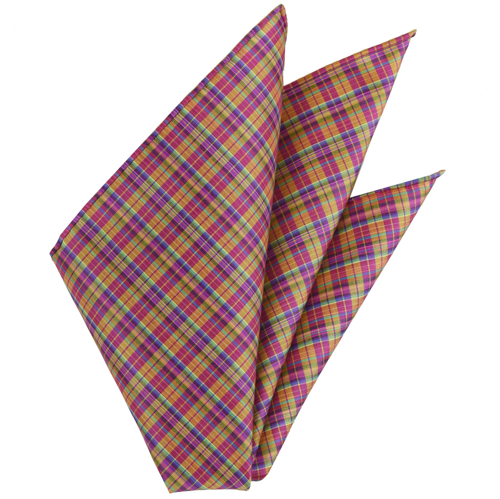 {[en]:Thai Plaid Silk Pocket Square