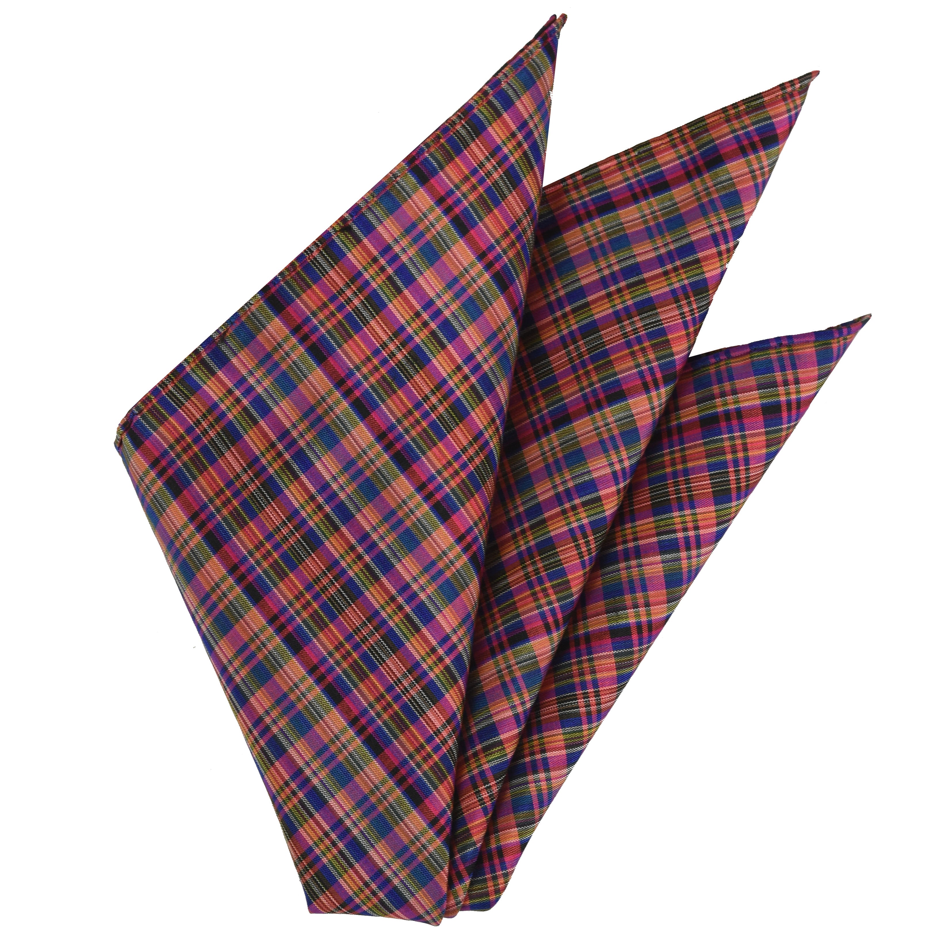 {[en]:Thai Plaid Silk Pocket Square