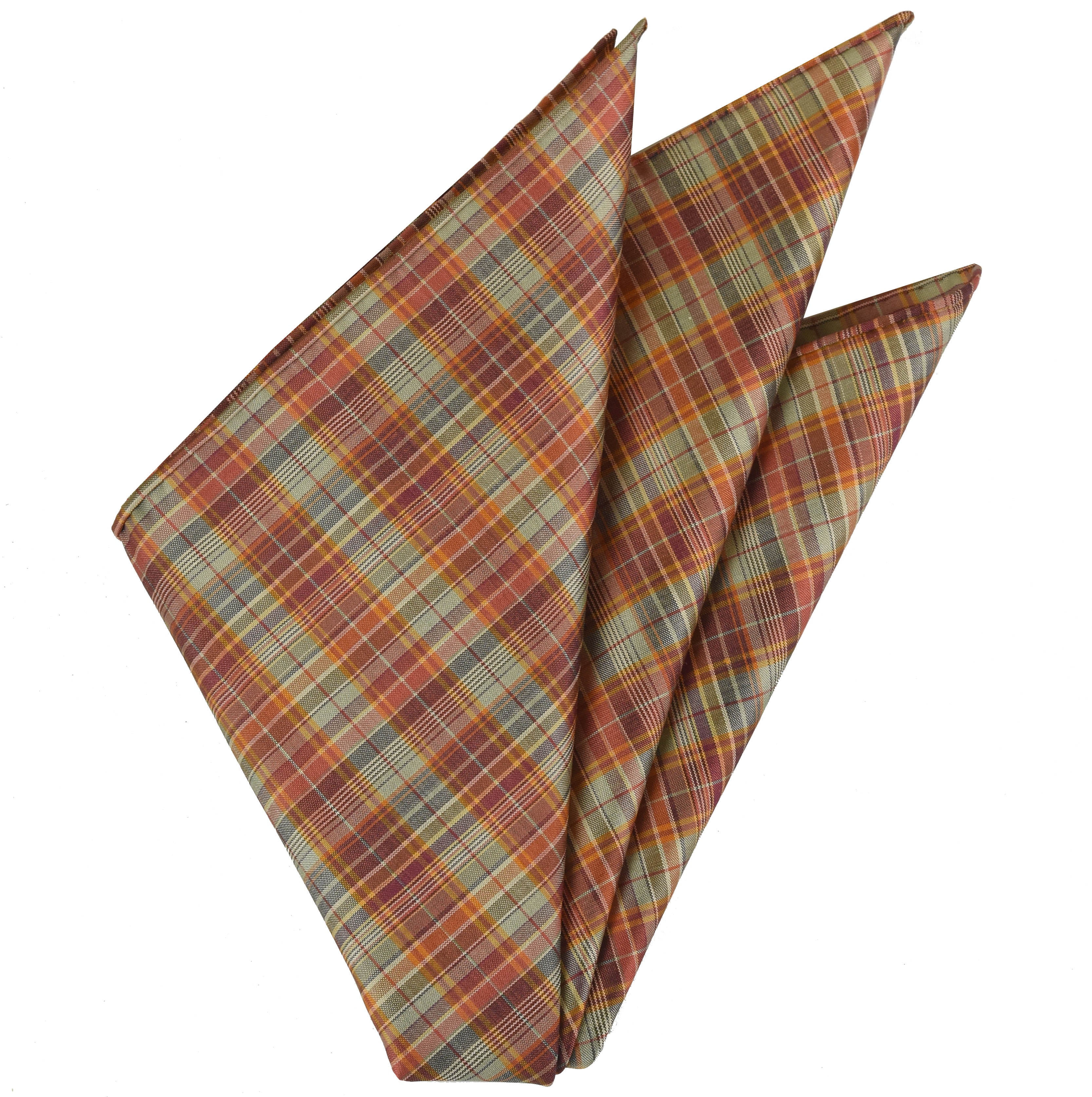 {[en]:Sangdao Plaid Thai Silk Pocket Square