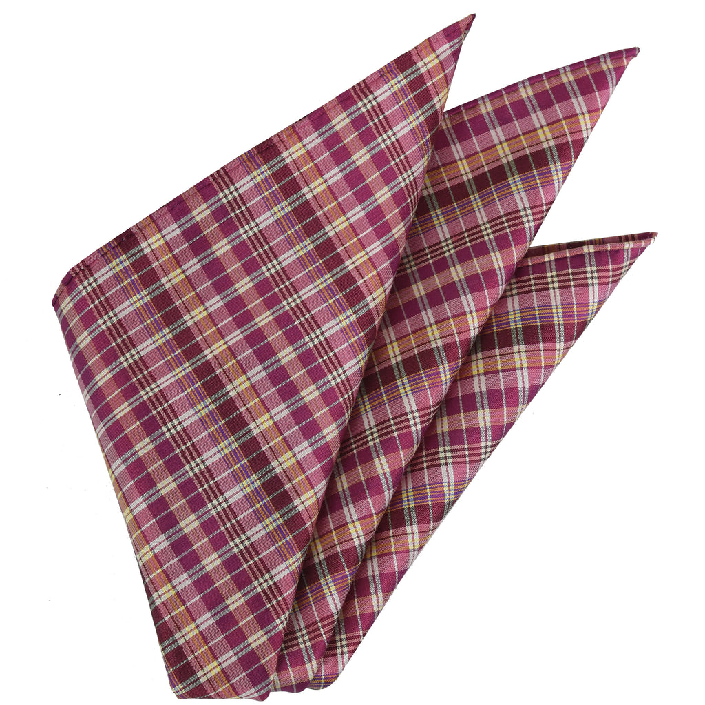 {[en]:Plaid Thai Silk Pocket Square