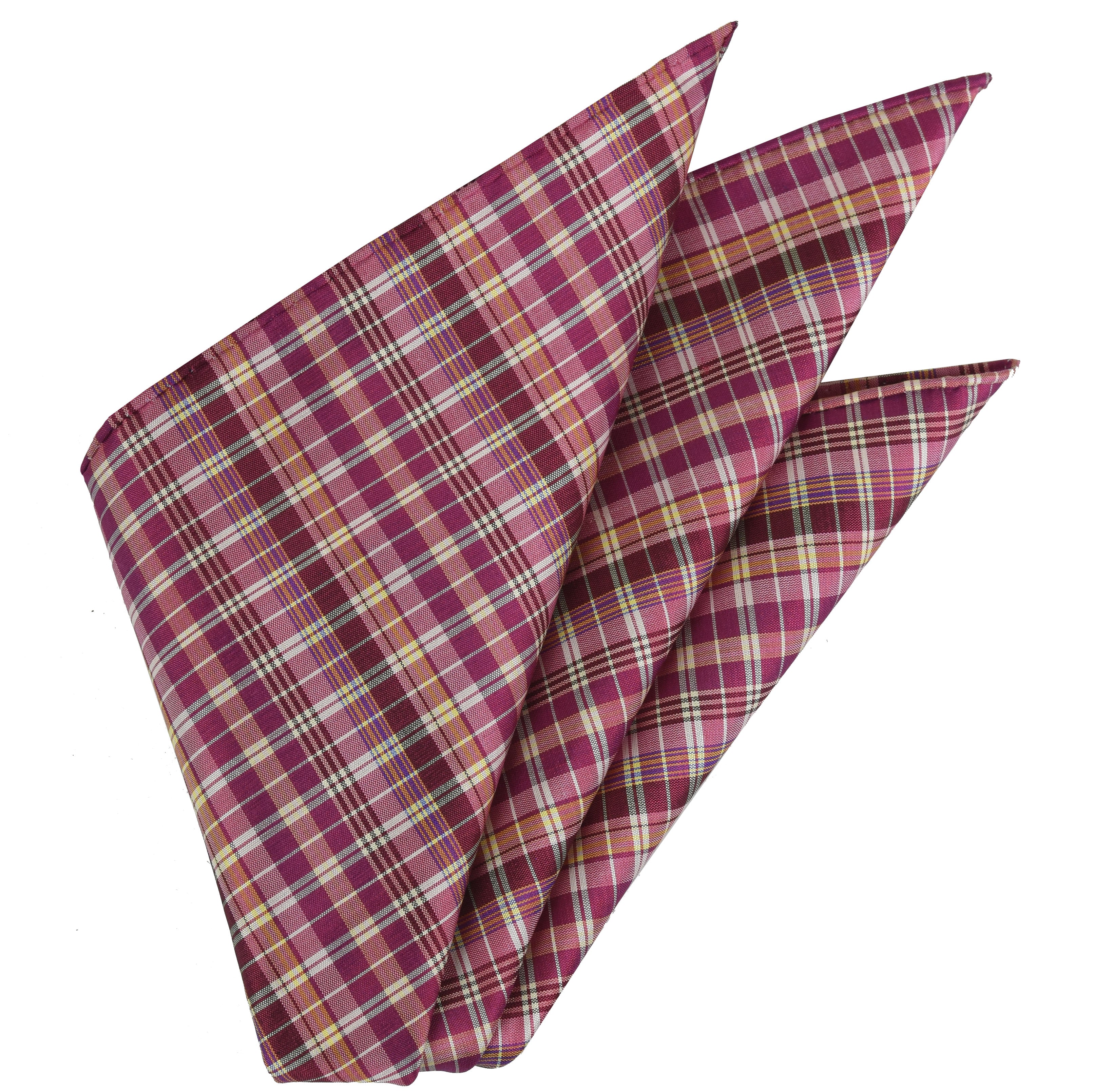 {[en]:Plaid Thai Silk Pocket Square