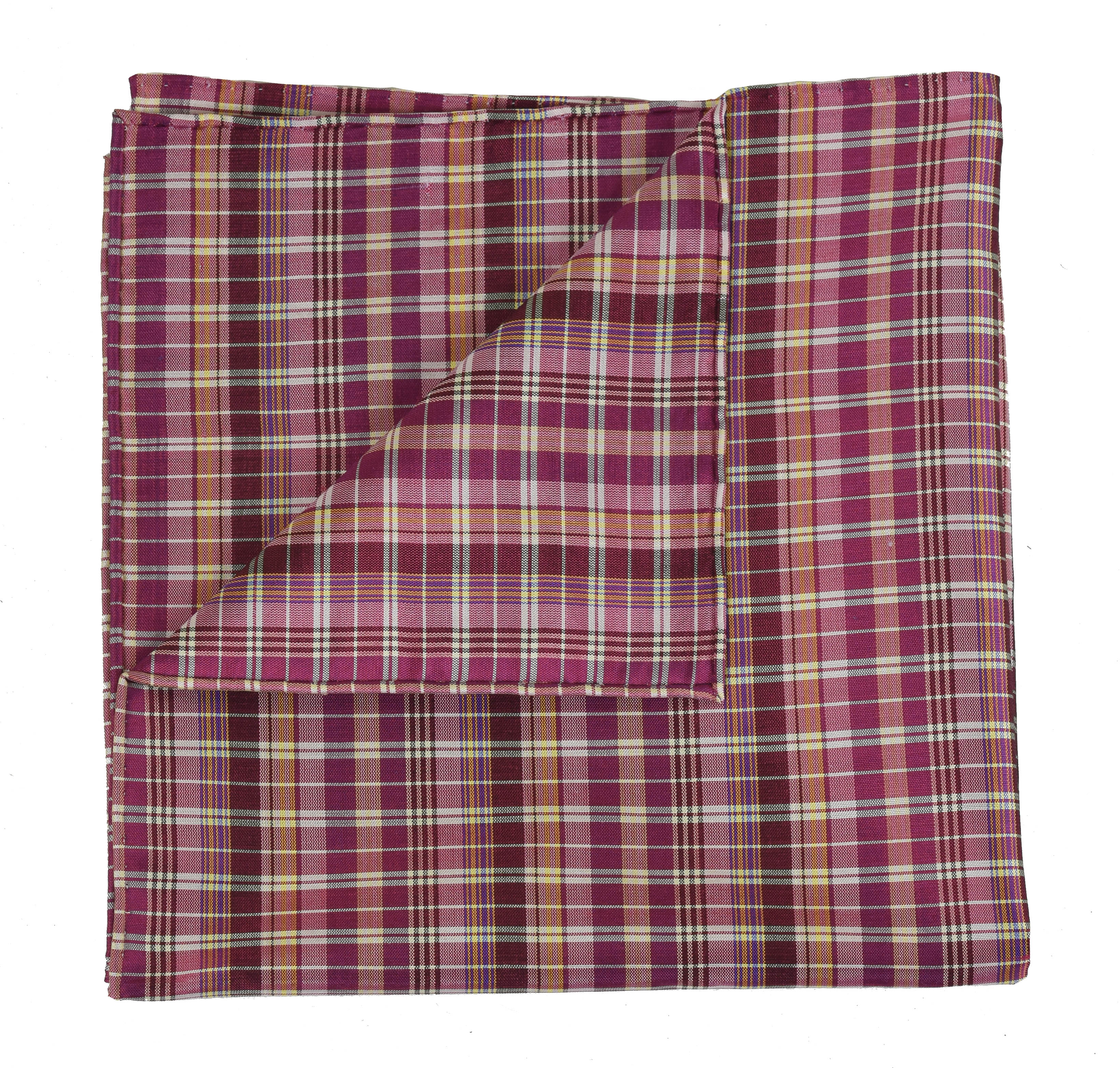 {[en]:Plaid Thai Silk Pocket Square