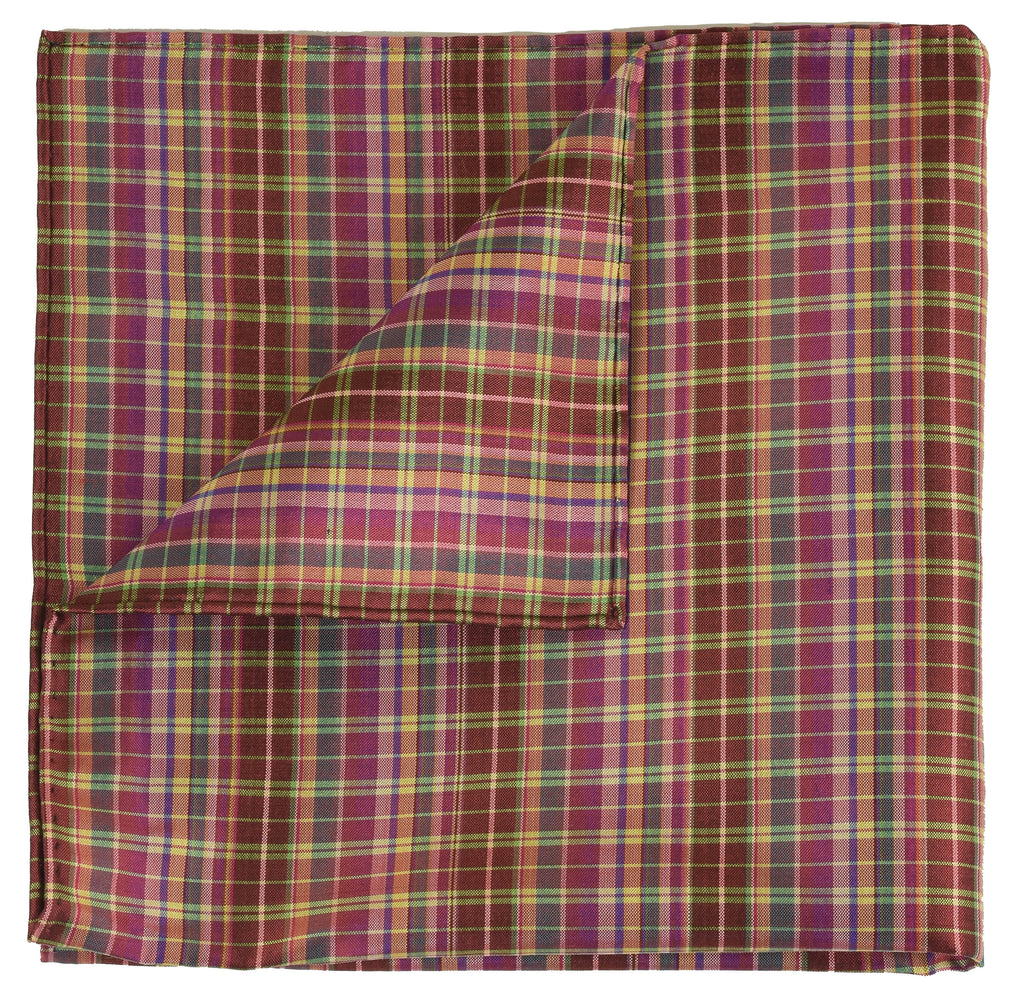 {[en]:Plaid Thai Silk Pocket Square