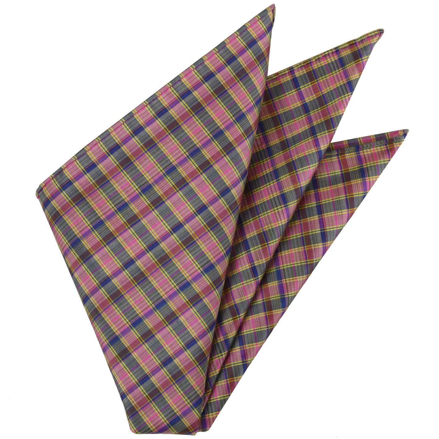 {[en]:Plaid Thai Silk Pocket Square
