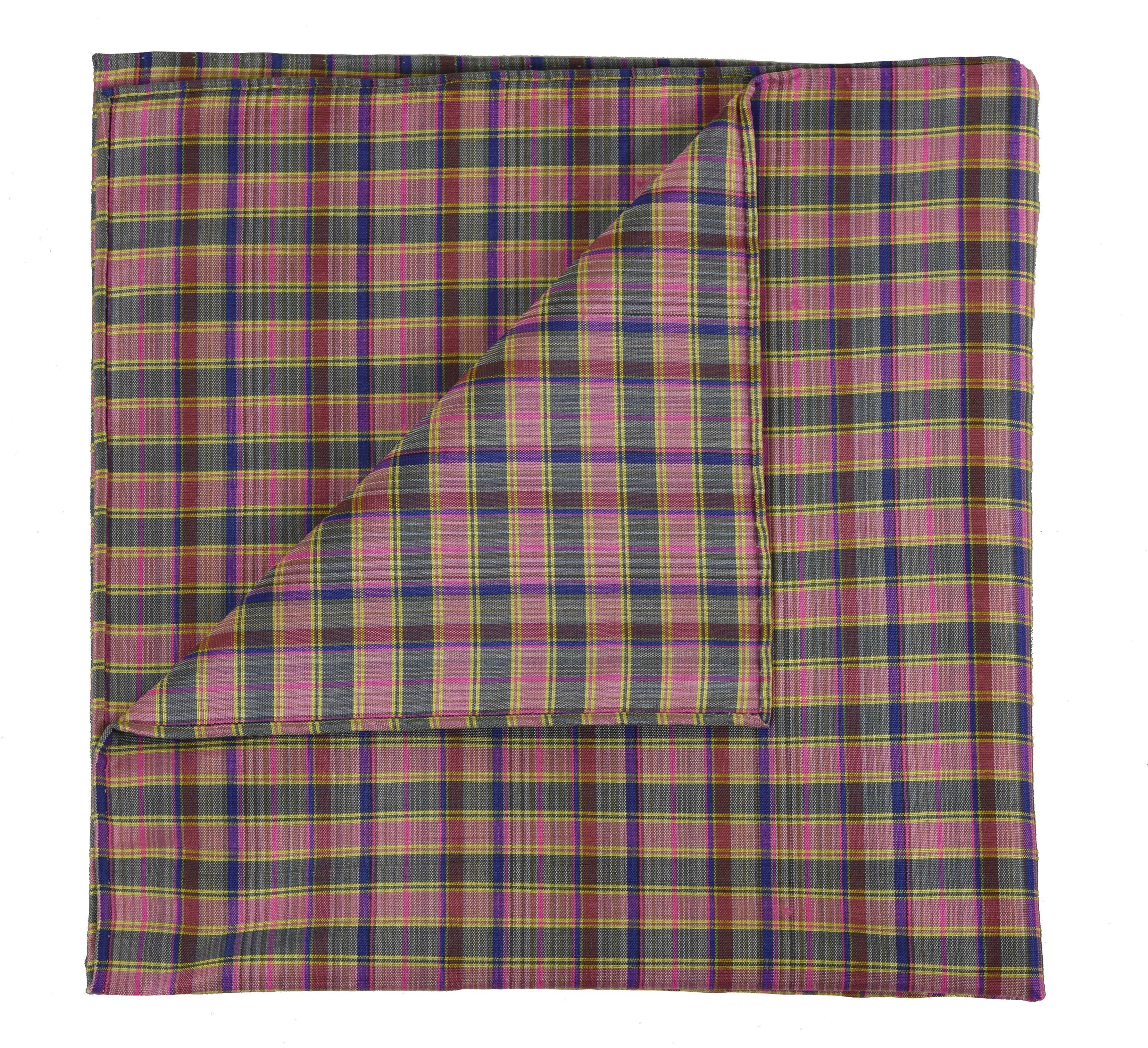 {[en]:Plaid Thai Silk Pocket Square