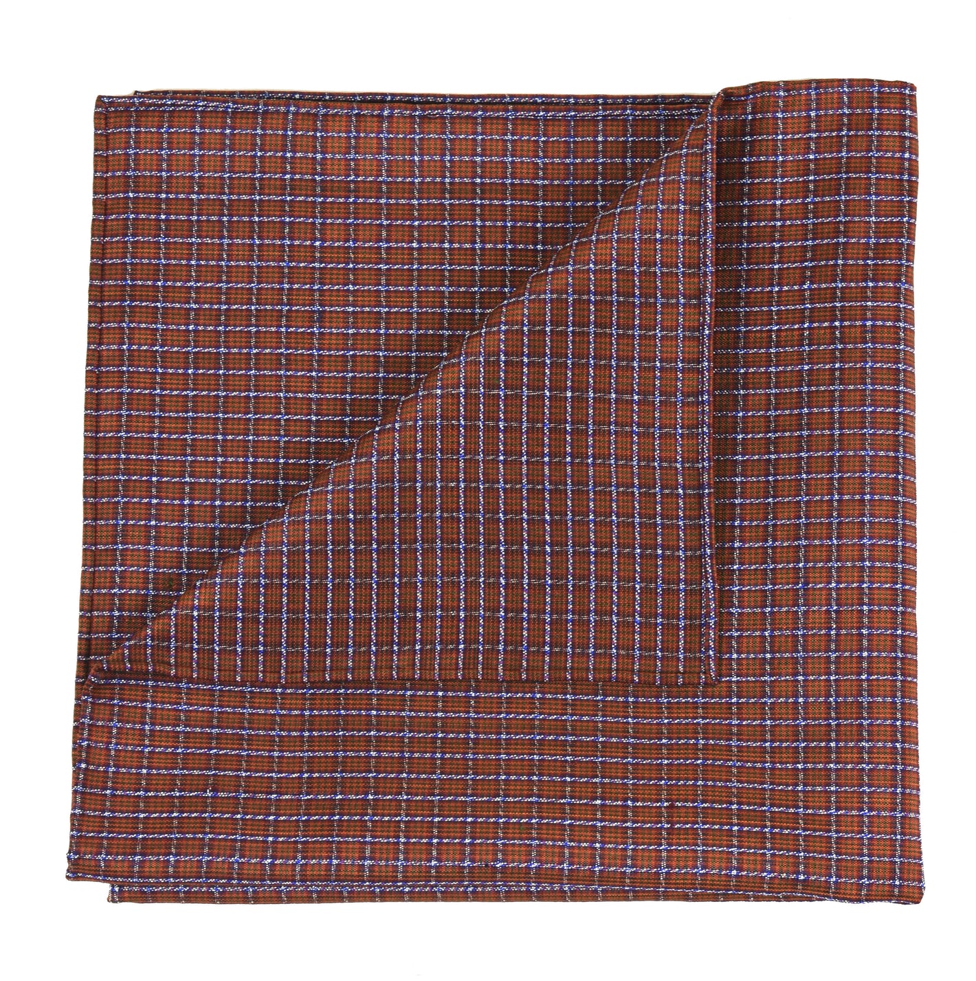 {[en]:Plaid Thai Silk Pocket Square