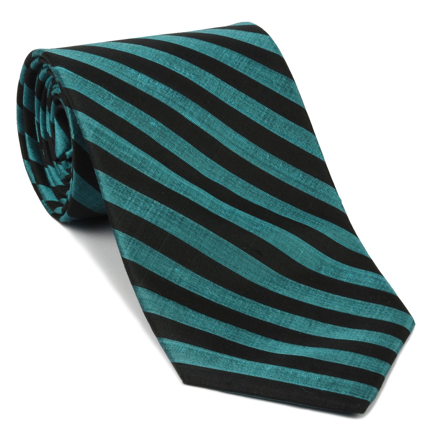 {[en]:Ocean Blue & Black Thai Stripe Silk Tie