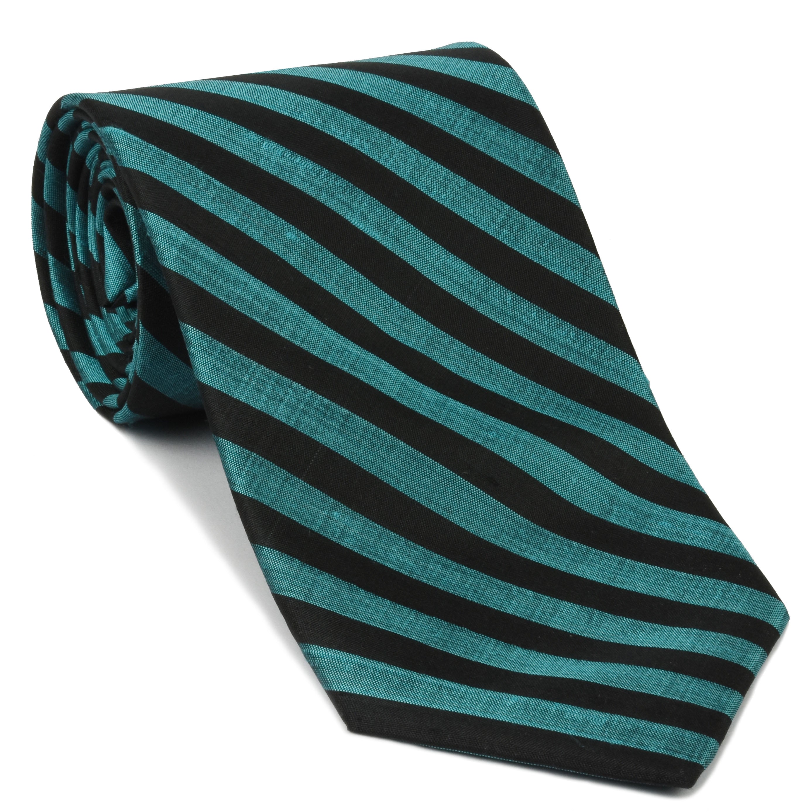 {[en]:Ocean Blue & Black Thai Stripe Silk Tie