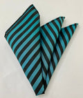 Black On Sky Blue Thai Silk Stripe Pocket Square TSTPS-26