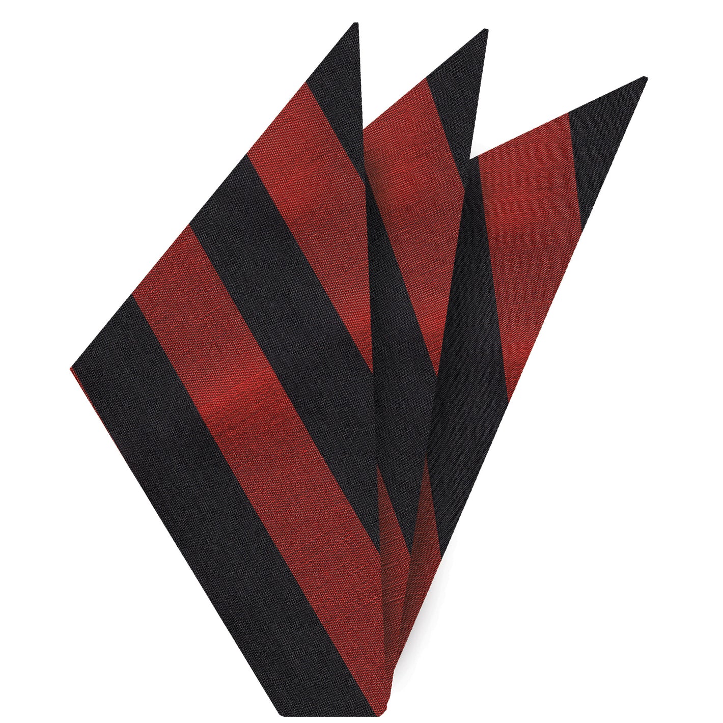 {[en]:Black & Red Stripe Thai Silk Pocket Square