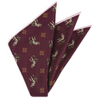 {[en]:Gold, White & Black on Burgundy  Traditional Thai Print Silk Pocket Square