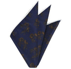 {[en]:Dark Gold on Dark Navy  Traditional Thai Print Silk Pocket Square