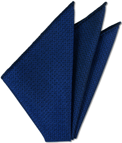 {[en]:Dark Blue Brocade Cotton Pocket Square
