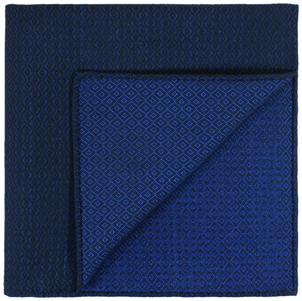 {[en]:Dark Blue Brocade Cotton Pocket Square