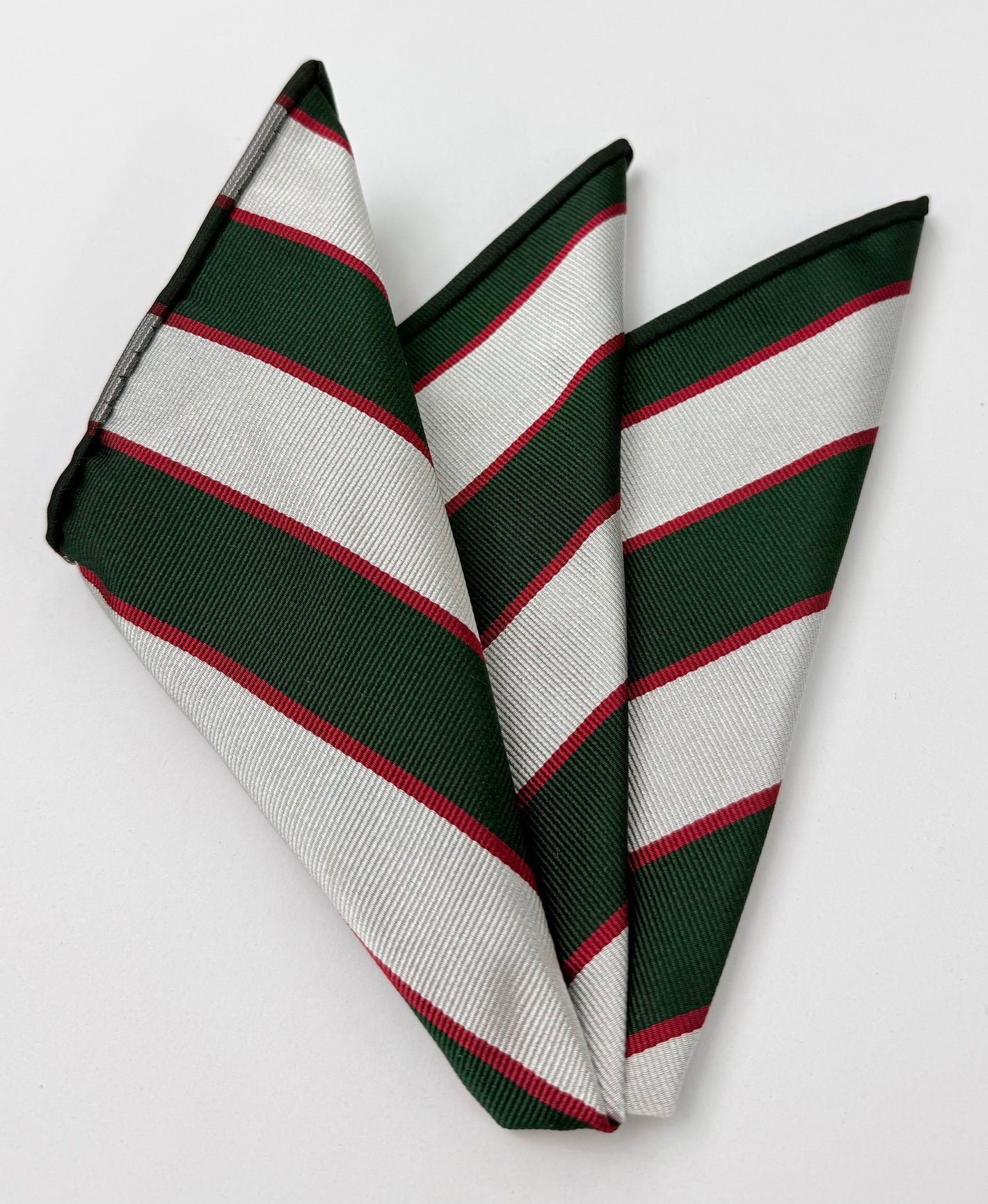 White & Red on Green Pembroke Idlers Club Silk Pocket Square UKCP-6