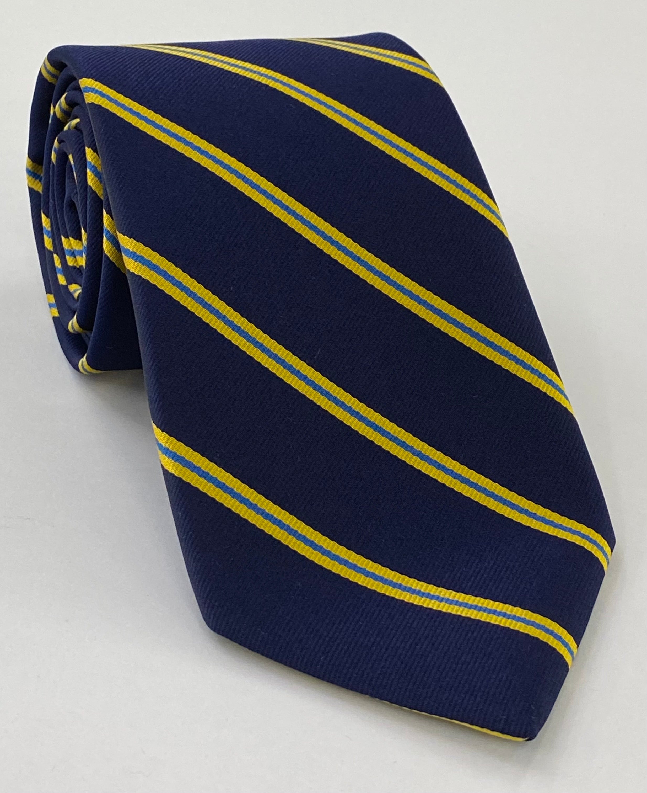 Yorkshire County Cricket Club Silk Tie UKCT-4 - Yellow & Blue on Midnight Blue