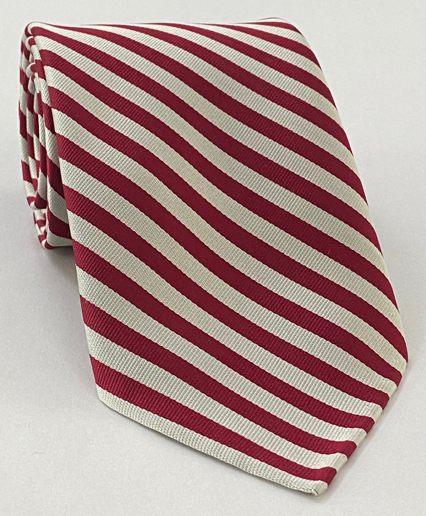 Middle Temple Striped Silk Tie UKL-5  Dark Red & Silver