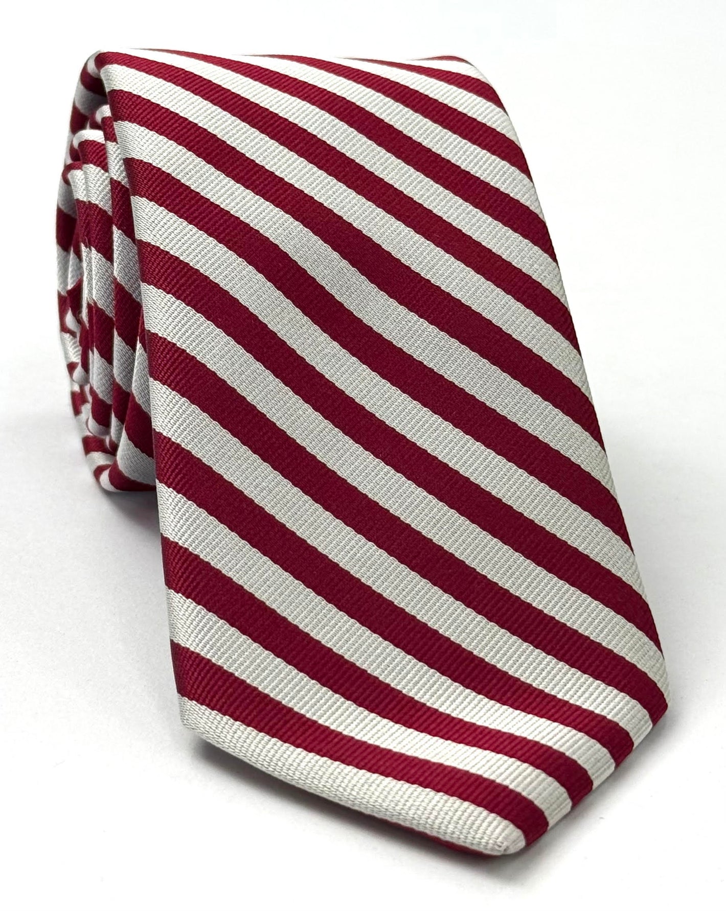 Dark Red & Silver Middle Temple Striped Silk Tie UKL-5