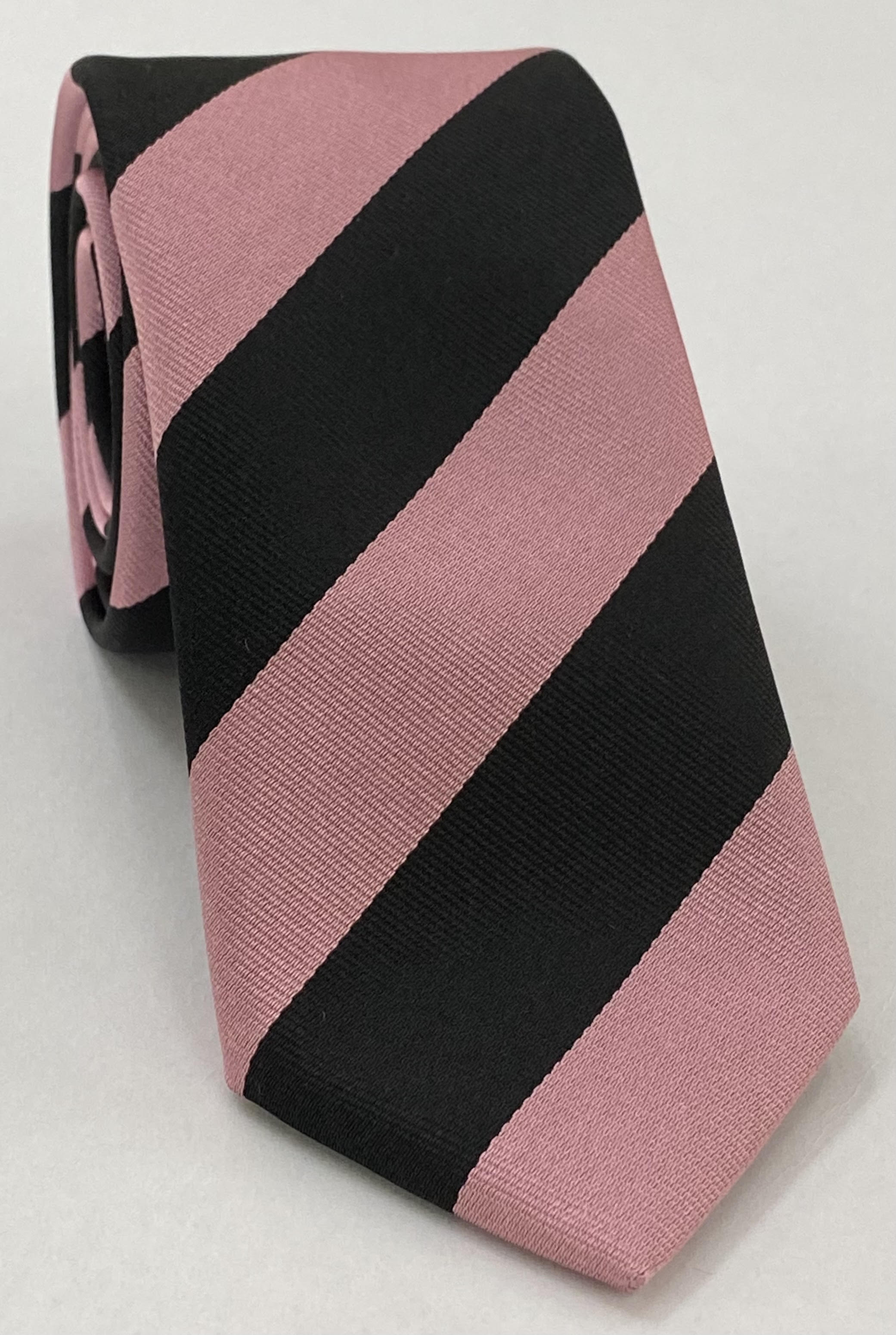 Worcester College, Oxford Stripe Silk Tie UKU-16 Black & Pink