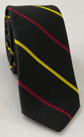 Yellow & Dark Red on Black St John College, Oxford Stripe Silk Tie UKU-2