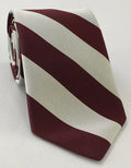 Burgundy & Silver Christ's College, Cambridge Stripe Silk Tie UKU-31
