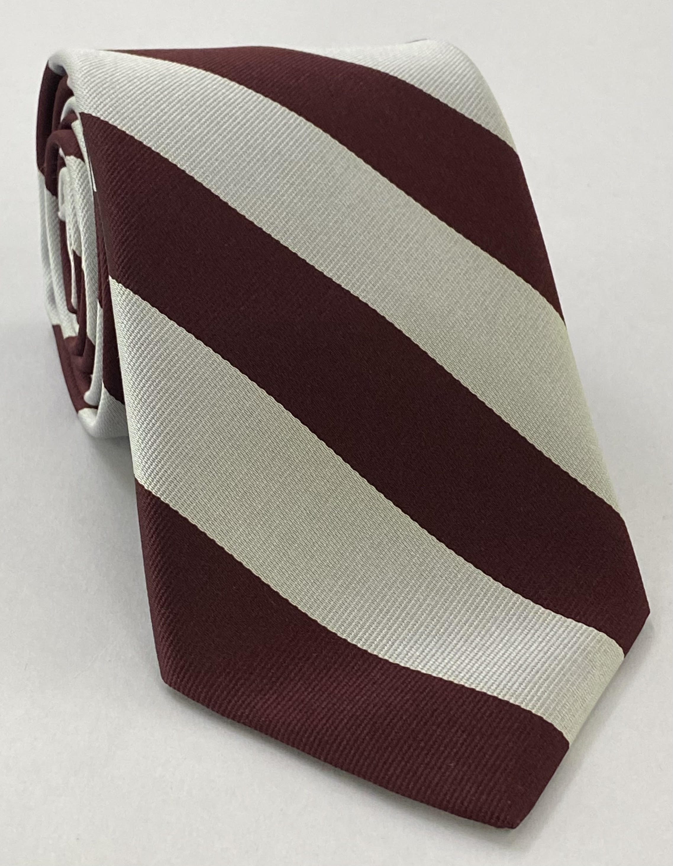 Christ's College, Cambridge Stripe Silk Tie UKU-31  Burgundy & Silver