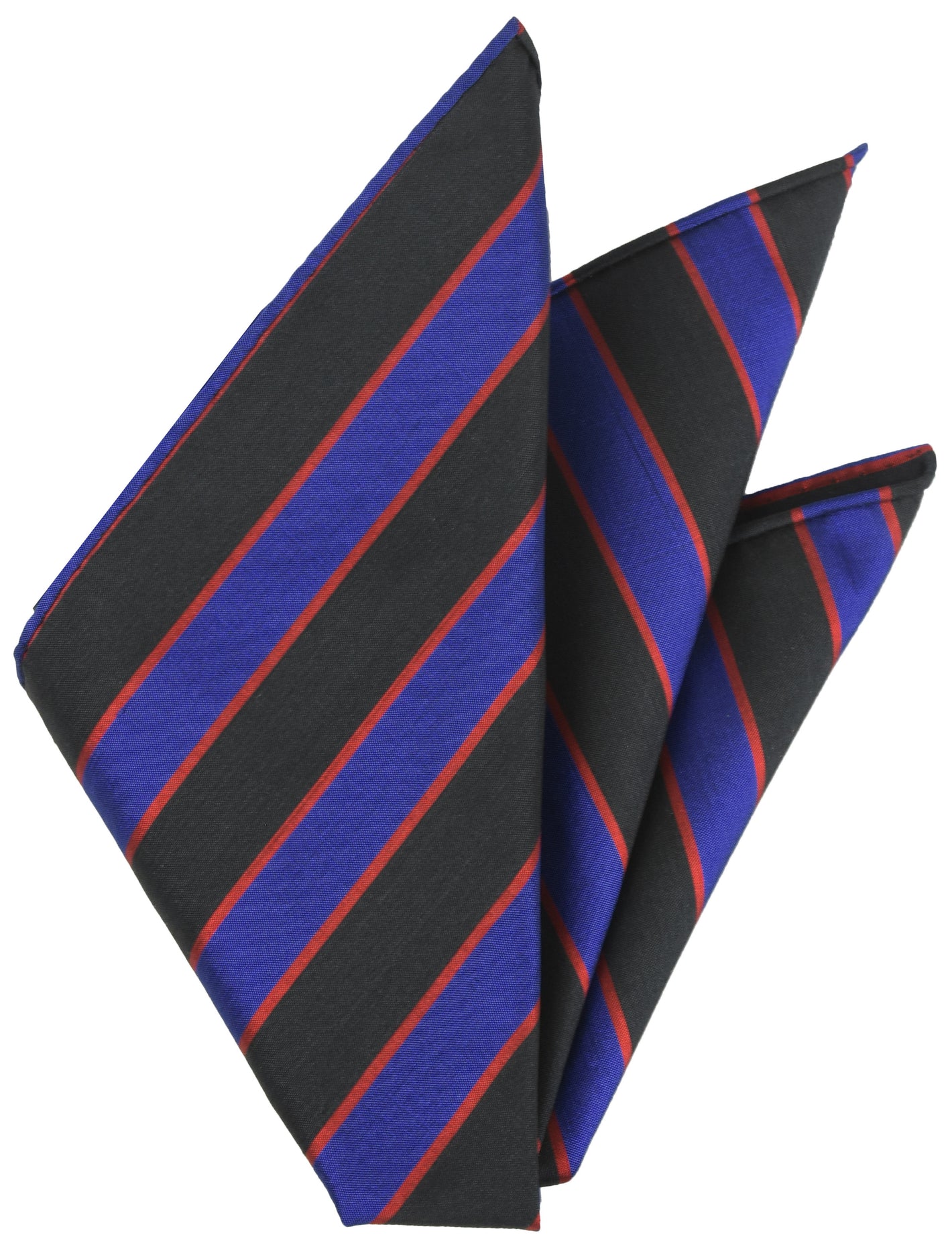 Blue, Black & Red Stripe Silk Pocket Square #VPS-14