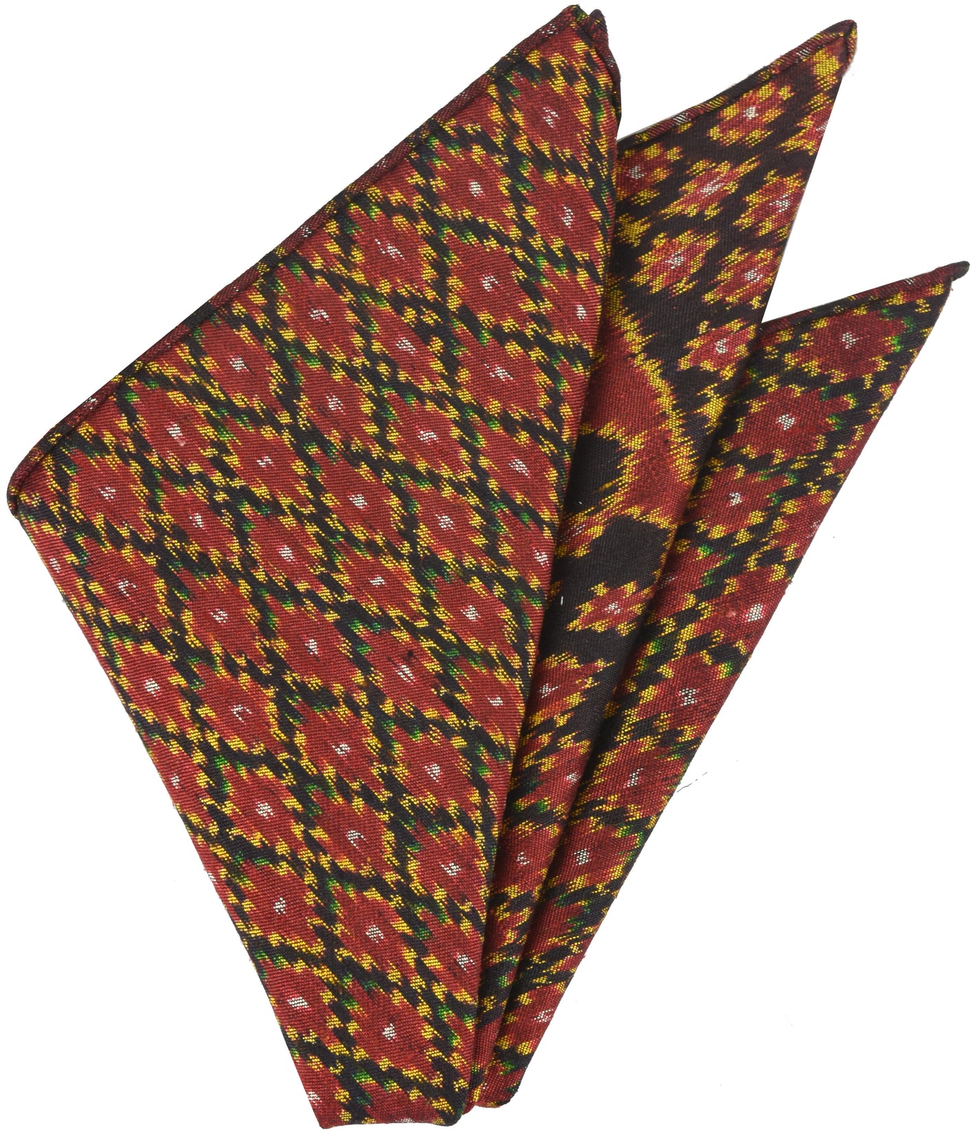 블랙 머드미 실크 포켓 스퀘어 레드 & 옐로우 #VPS-21