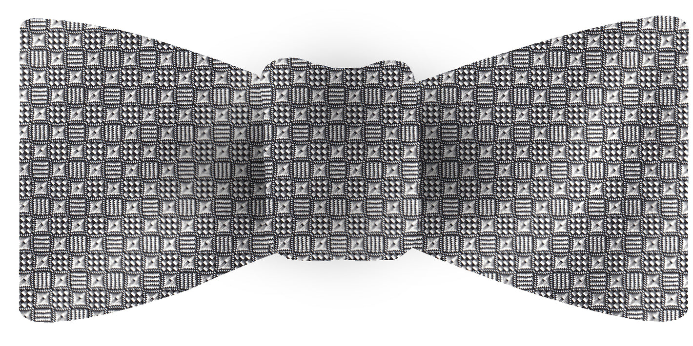 {[en]:Silver & Black Formal/Wedding Silk Bow Tie