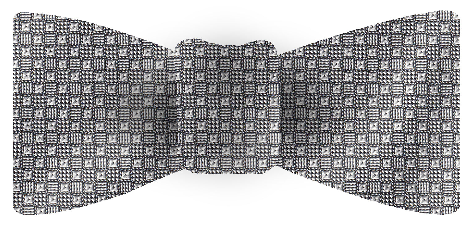 {[en]:Silver & Black Formal/Wedding Silk Bow Tie