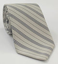 黑白炭灰色配本白正式婚禮絲質條紋領帶 WDST-5