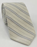 Off-White, Silver, Charcoal Gray & Silver with a touch of Blue Formal/Wedding Stripe Silk Tie WDST-9