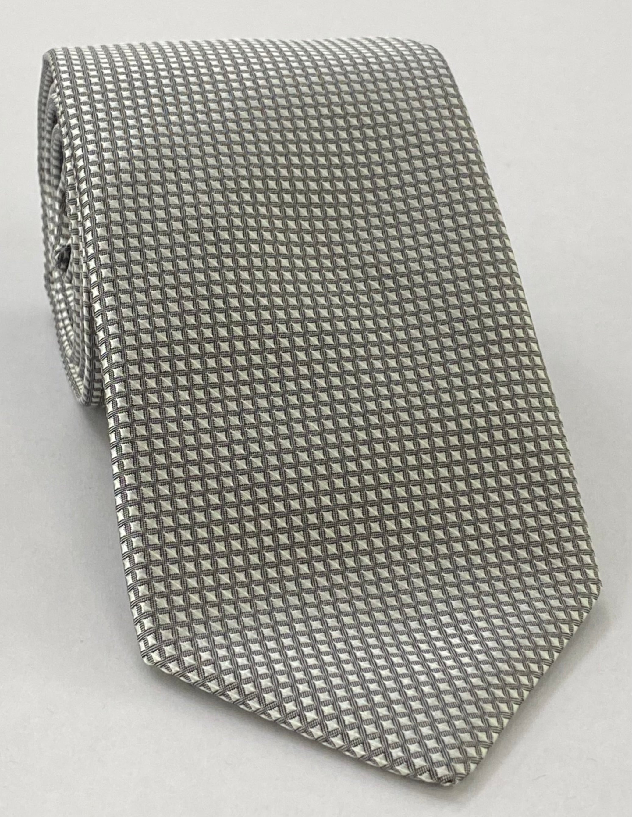 シルバー＆ブラック フォーマル／ウェディング シルクネクタイ WDT-20