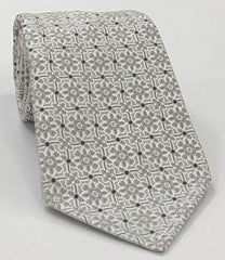Formal/Wedding Silk Tie #WDT-3 - Dark Charcoal Gray, Silver Gray & Silver