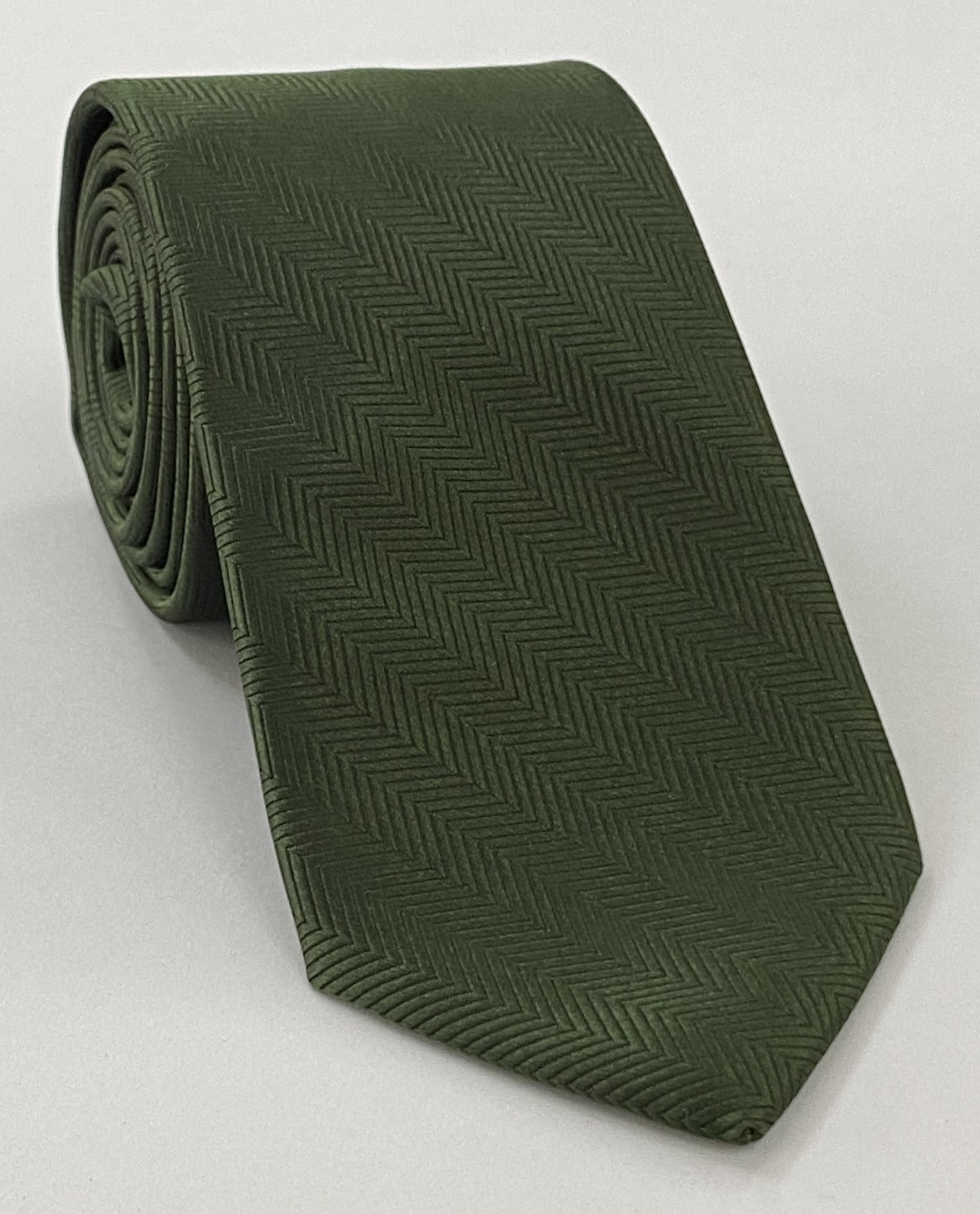 Forest Green Herringbone Silk Tie HBT-11